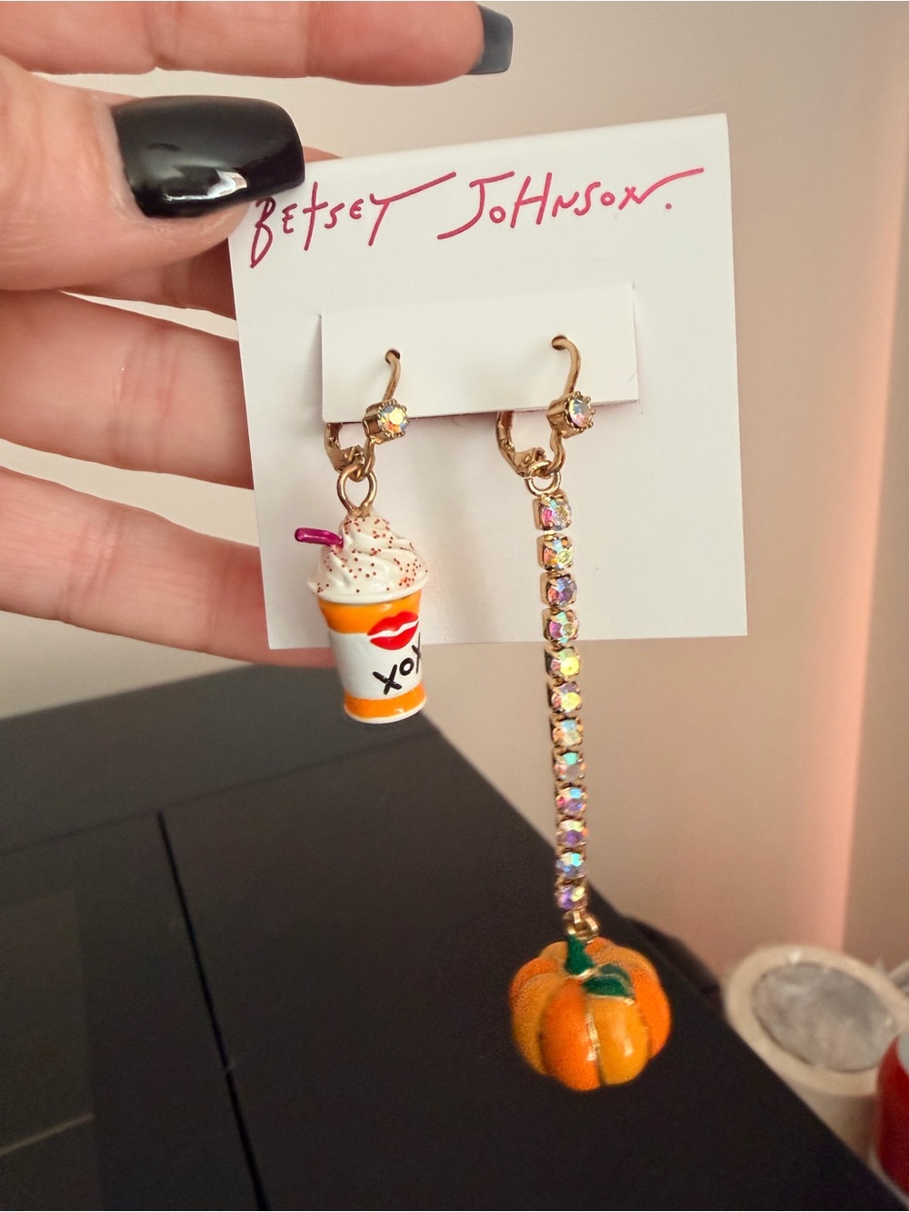Betsy Johnson Pumpkin Latte Earrings NWT